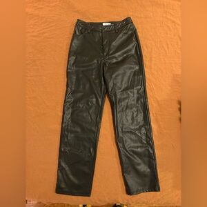 ASOS Design Faux Leather Straight Leg Pants in Black